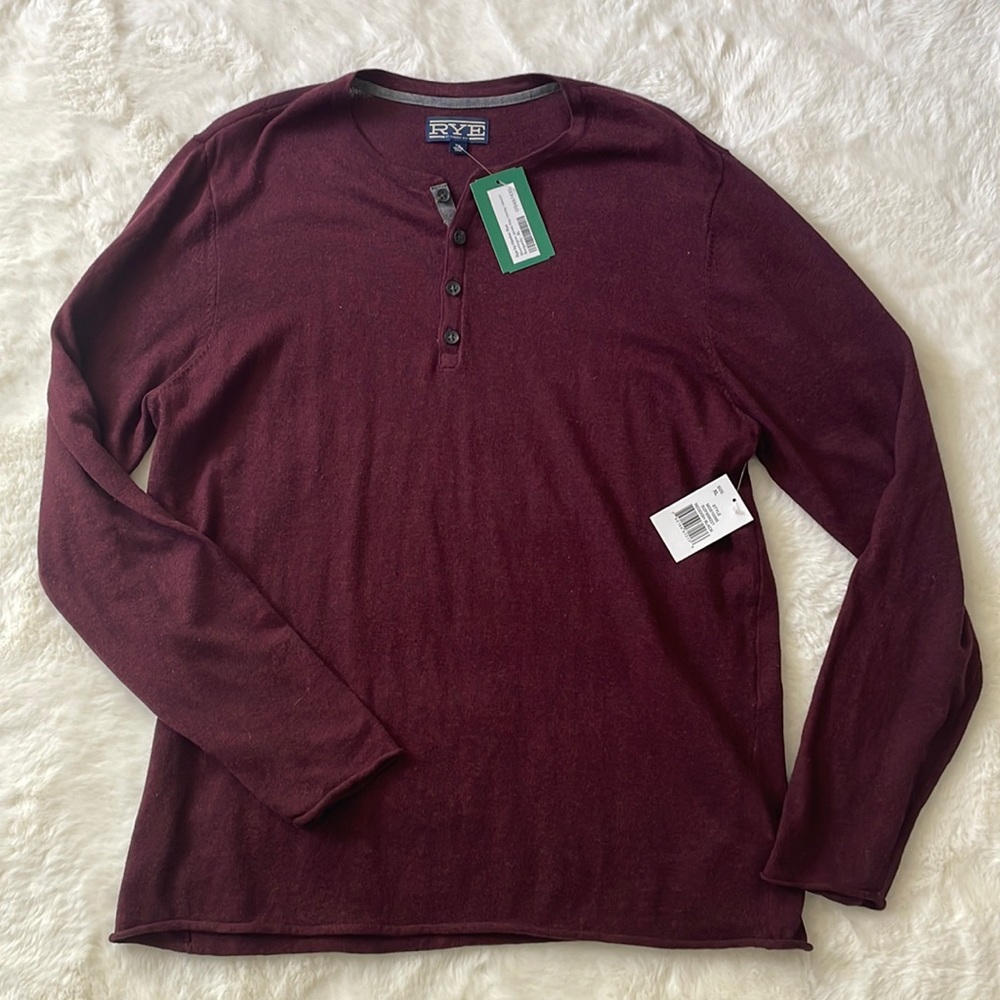 Mens RYE burgundy Henley lightweight sweater from stitch fix NWT